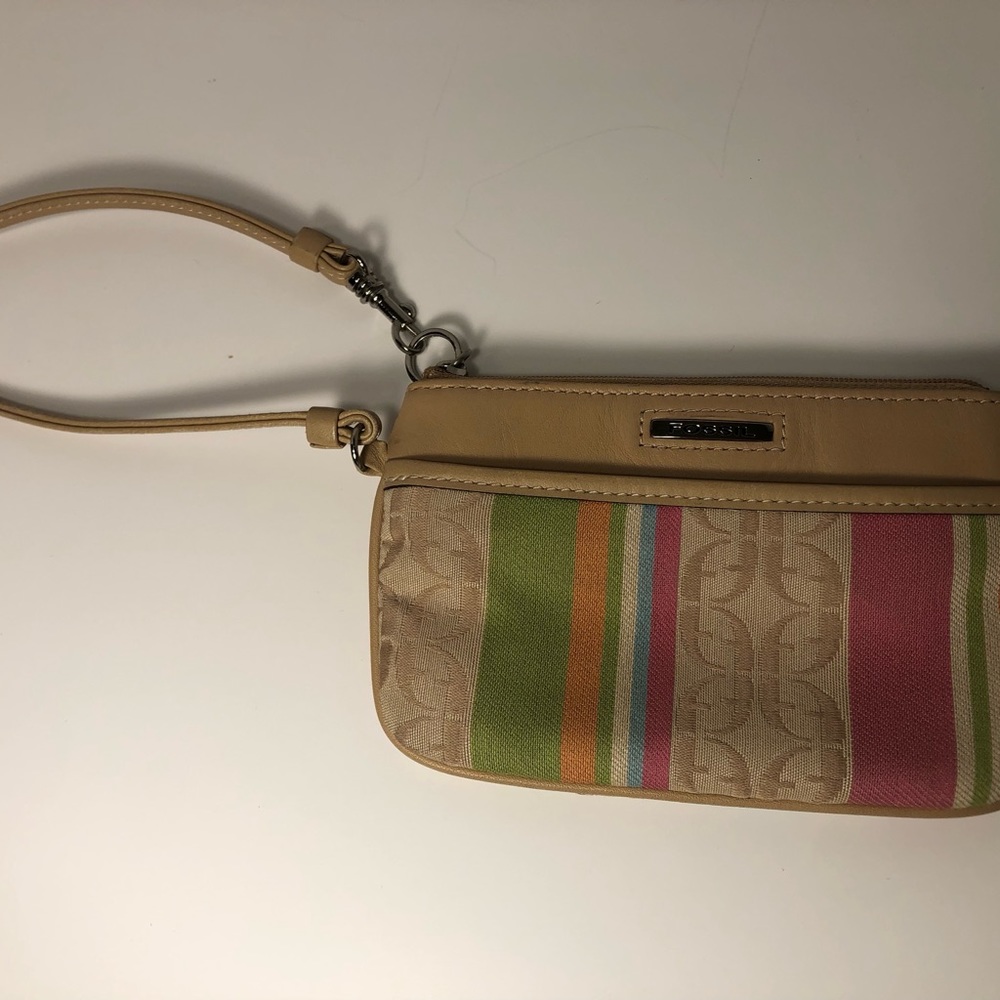 Fossil Wristlet Tan And Multi Pastel Colors Like … - image 7